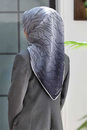 Vissona Tivil İpek Eşarp 6246 - 18 - 0027 Gümüş Çizgi Desen