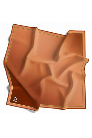 Twill Degrade Desenli Bakır Renkli 90x90 Eşarp (İpek İçermez) Kenar Dikiş Şekli El Dikişli