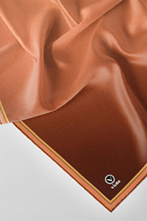 Twill Degrade Desenli Bakır Renkli 90x90 Eşarp (İpek İçermez) Kenar Dikiş Şekli El Dikişli