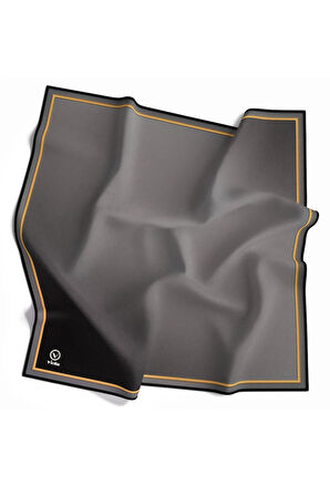 Twill Degrade Desenli Gri Renkli 90x90 Eşarp (İpek İçermez) Kenar Dikiş Şekli El Dikişli