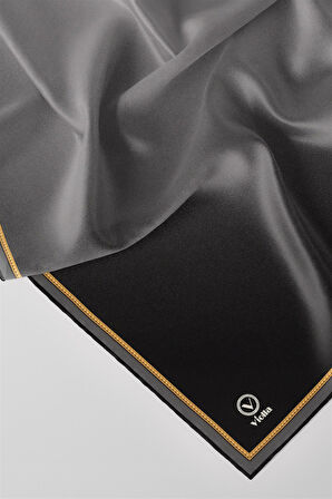 Twill Degrade Desenli Gri Renkli 90x90 Eşarp (İpek İçermez) Kenar Dikiş Şekli El Dikişli