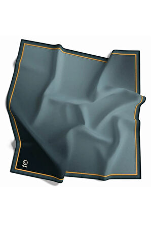 Twill Degrade Desenli Petrol Yeşili Renkli 90x90 Eşarp (İpek İçermez) Kenar Dikiş Şekli El Dikişli