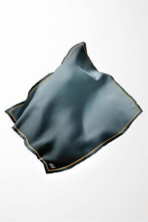 Twill Degrade Desenli Petrol Yeşili Renkli 90x90 Eşarp (İpek İçermez) Kenar Dikiş Şekli El Dikişli