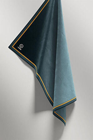 Twill Degrade Desenli Petrol Yeşili Renkli 90x90 Eşarp (İpek İçermez) Kenar Dikiş Şekli El Dikişli