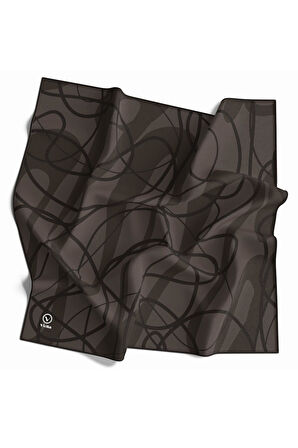 Twill Karışık Çizgi Desenli Vizon Renkli 90x90 Eşarp (İpek İçermez) Kenar Dikiş Şekli El Dikişli