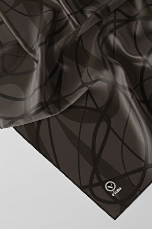 Twill Karışık Çizgi Desenli Sütlü Kahve Renkli 90x90 Eşarp (İpek İçermez) Kenar Dikiş Şekli El Dikişli