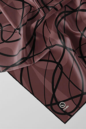 Twill Karışık Çizgi Desenli Pudra Renkli 90x90 Eşarp (İpek İçermez) Kenar Dikiş Şekli El Dikişli