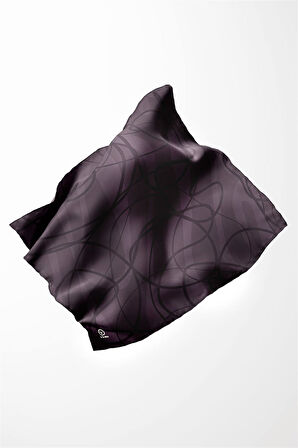 Twill Karışık Çizgi Desenli Mürdüm Renkli 90x90 Eşarp (İpek İçermez) Kenar Dikiş Şekli El Dikişli