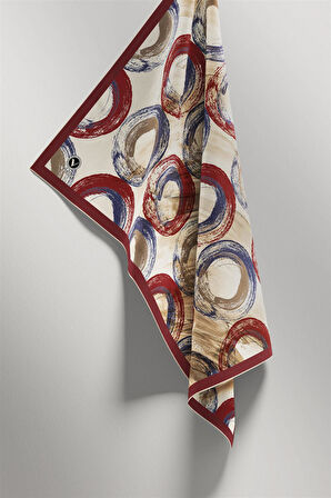 Twill Geometrik Fırça Darbesi Desenli Gül Kurusu Renkli 90x90 Eşarp (İpek İçermez) Kenar Dikiş Şekli El Dikişli