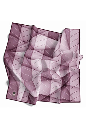 Twill Şeritli Geometrik Desenli Lila Renkli 90x90 Eşarp (İpek İçermez) Kenar Dikiş Şekli El Dikişli