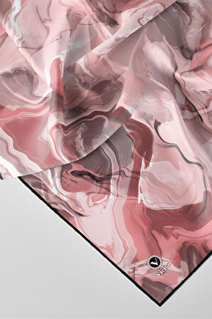 Twill Batik Desenli Pudra Renkli 90x90 Eşarp (İpek İçermez) Kenar Dikiş Şekli El Dikişli