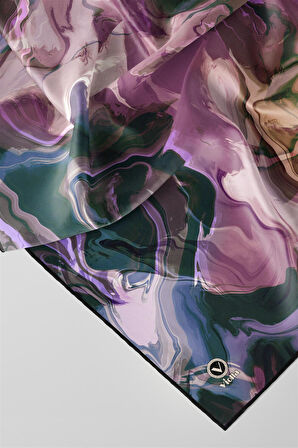 Twill Batik Desenli Petrol Yeşili Renkli 90x90 Eşarp (İpek İçermez) Kenar Dikiş Şekli El Dikişli