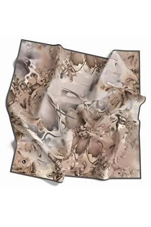 Rayon Batik Desenli Gri Renkli 90x90 Dikim Şekli : El Dikişi Eşarp (İpek İçermez) Kenar Dikiş Şekli El Dikişli