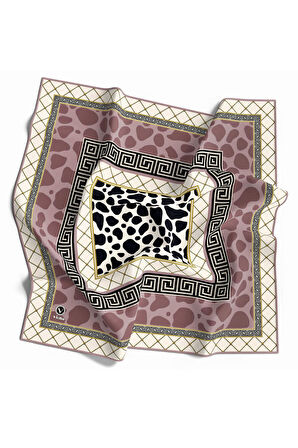 Twill Taş Desenli Pudra Renkli 90x90 Eşarp (İpek İçermez) Kenar Dikiş Şekli El Dikişli