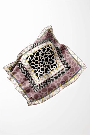 Twill Taş Desenli Pudra Renkli 90x90 Eşarp (İpek İçermez) Kenar Dikiş Şekli El Dikişli