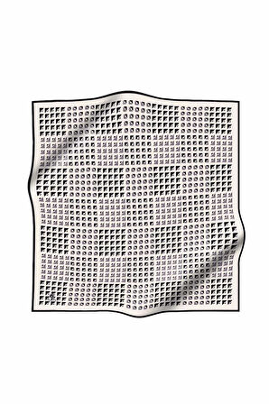 %100 Twill İpek Geometrik Desenli Beyaz - Siyah Renkli 90x90 Eşarp Dikim Şekli : El Dikişi