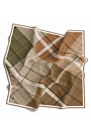 Twill Eskitme Desenli Somon Renkli 90x90 Eşarp (İpek İçermez) Kenar Dikiş Şekli El Dikişli