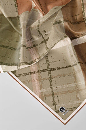 Twill Eskitme Desenli Somon Renkli 90x90 Eşarp (İpek İçermez) Kenar Dikiş Şekli El Dikişli