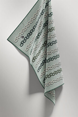 Twill Zincir Desenli Koyu Mint Yeşili Renkli 90x90 Eşarp (İpek İçermez) Kenar Dikiş Şekli El Dikişli