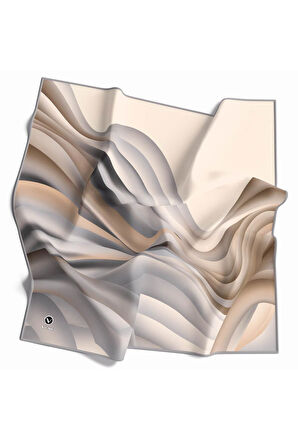 Kristal Geometrik Desenli Gri Renkli 90x90 Eşarp (İpek İçermez) Kenar Dikiş Şekli El Dikişli