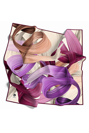 Kristal Helezon Desenli Mürdüm Renkli 90x90 Eşarp (İpek İçermez) Dikim Şekli : El Dikişi