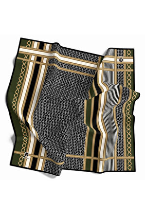 Twil Geometrik Desenli Zümrüt Yeşili Renkli 90x90 Eşarp (İpek İçermez) Dikim Şekli : El Dikişi