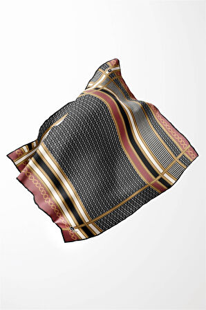 Twil Geometrik Desenli Pudra Renkli 90x90 Eşarp (İpek İçermez) Dikim Şekli : El Dikişi
