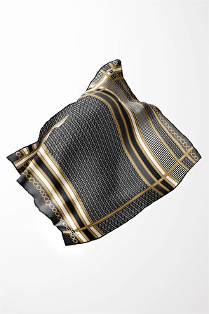 Twil Geometrik Desenli Füme Renkli 90x90 Eşarp (İpek İçermez) Dikim Şekli : El Dikişi