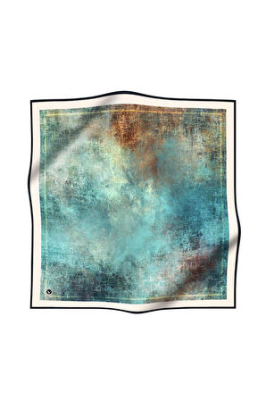 Twil Dokulu Desenli Petrol Yeşili Renkli 90x90 Eşarp (İpek İçermez) Dikim Şekli : El Dikişi
