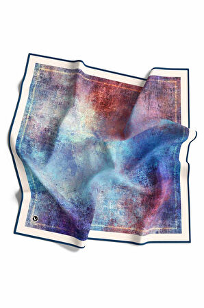 Twil Dokulu Desenli İndigo Renkli 90x90 Eşarp (İpek İçermez) Dikim Şekli : El Dikişi