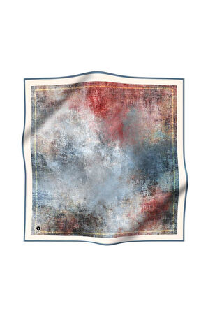 Twil Dokulu Desenli Bebe Mavisi Renkli 90x90 Eşarp (İpek İçermez) Dikim Şekli : El Dikişi