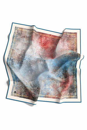 Twil Dokulu Desenli Bebe Mavisi Renkli 90x90 Eşarp (İpek İçermez) Dikim Şekli : El Dikişi