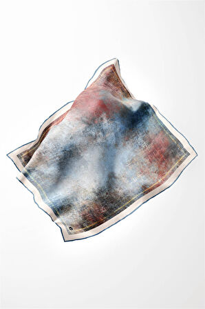 Twil Dokulu Desenli Bebe Mavisi Renkli 90x90 Eşarp (İpek İçermez) Dikim Şekli : El Dikişi