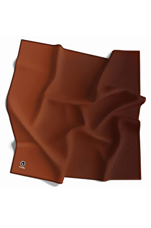 Kristal Degrade Desenli Taba Renkli 90x90 Eşarp (İpek İçermez) Kenar Dikiş Şekli El Dikişli