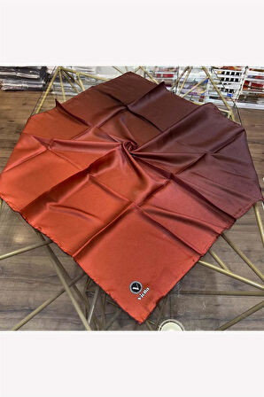 Kristal Degrade Desenli Taba Renkli 90x90 Eşarp (İpek İçermez) Kenar Dikiş Şekli El Dikişli