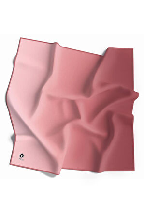 Kristal Degrade Desenli Pudra Renkli 90x90 Eşarp (İpek İçermez) Kenar Dikiş Şekli El Dikişli