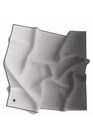 Kristal Degrade Desenli Gümüş Renkli 90x90 Eşarp (İpek İçermez) Kenar Dikiş Şekli El Dikişli