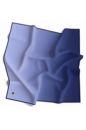 Kristal Degrade Desenli İndigo Renkli 90x90 Eşarp (İpek İçermez) Kenar Dikiş Şekli El Dikişli