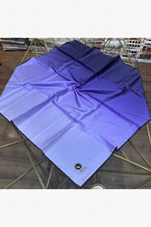 Kristal Degrade Desenli İndigo Renkli 90x90 Eşarp (İpek İçermez) Kenar Dikiş Şekli El Dikişli