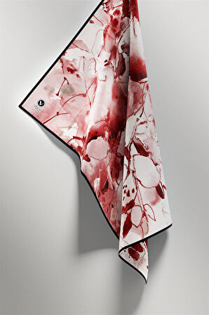 Twill Batik Çiçek Desenli Bordo Renkli 90x90 Eşarp (İpek İçermez) Kenar Dikiş Şekli El Dikişli