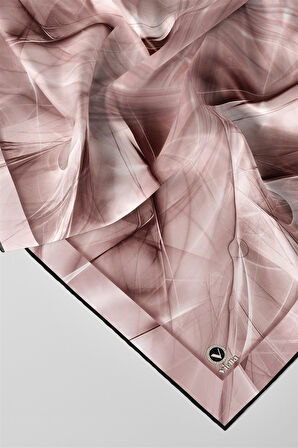 Twill Soyut Desenli Pudra Renkli 90x90 Eşarp (İpek İçermez) Dikim Şekli : El Dikişi