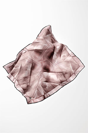 Twill Soyut Desenli Pudra Renkli 90x90 Eşarp (İpek İçermez) Dikim Şekli : El Dikişi
