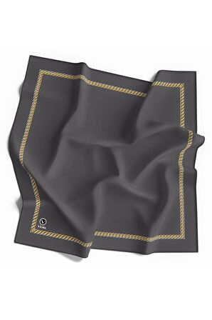 Twill Kenar Motifi Zincir Desenli Füme Renkli 90x90 Dikim Şekli : El Dikişi Eşarp (İpek İçermez)