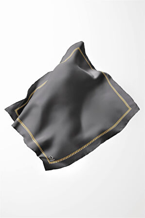 Twill Kenar Motifi Zincir Desenli Füme Renkli 90x90 Dikim Şekli : El Dikişi Eşarp (İpek İçermez)