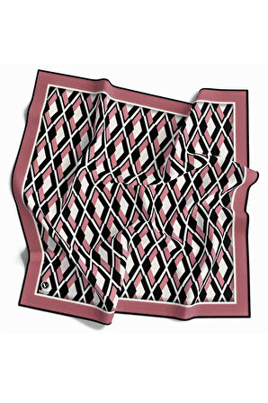 Kristal Geometrik Desenli Pudra Renkli 90x90 Eşarp (İpek İçermez) Dikim Şekli : El Dikişi