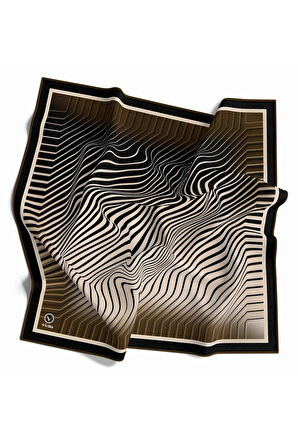 Twill Çizgili Desenli Hardal Renkli 90x90 Eşarp (İpek İçermez)