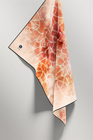 Twill Degradeli Ve Zürafa Desenli Bakır Renkli 90x90 Eşarp (İpek İçermez) Kenar Dikiş Şekli El Dikişli