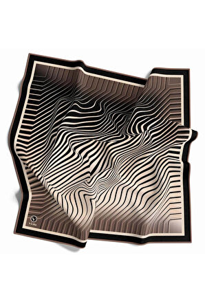 Twill Çizgili Desenli Bakır Renkli 90x90 Eşarp (İpek İçermez)