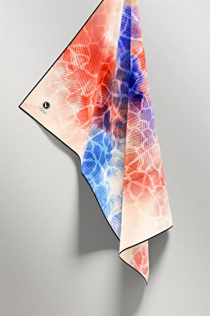 Twill Degradeli Ve Zürafa Desenli Kırmızı Renkli 90x90 Eşarp (İpek İçermez) Kenar Dikiş Şekli El Dikişli