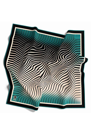 Twill Çizgili Desenli Petrol Yeşili Renkli 90x90 Eşarp (İpek İçermez)